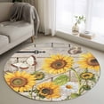 thumbnail image 1 of Farm Flowers Round Area Rug 3Ft Washable Small Circle Rugs for Kitchen Entryway, Retro Sunflowers Barn Doors Butterfly Wood Board Non-Slip Carpet Floor Mats Indoor Outdoor Carpet Runner Home Decor, 1 of 8
