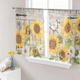 thumbnail image 1 of Farm Flowers Sheer Curtains 54 Inch Length 2 Panels Set Window Treatments, Retro Sunflowers Barn Doors Butterfly Wood Board Rod Pocket Semi Curtains for Living Room/Bedroom/Kitchen, 104"W x 54"L, 1 of 7