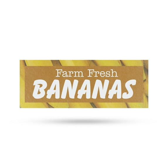 Farm Fresh Bananas Vinyl Decal 12 Inch x 5 Inch Weatherproof Heavy-Duty Adhesive Backing | Freshly Harvested, Local Sales, Grocery Promotions | Made in USA