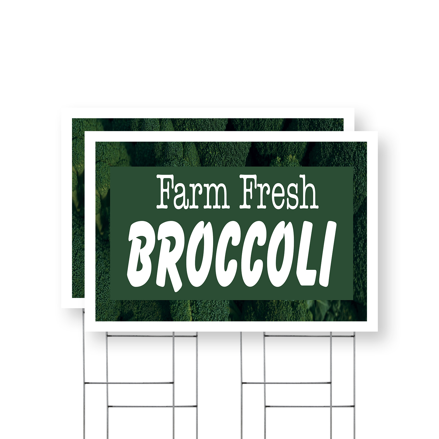 Farm Fresh Broccoli Yard Sign 2 Pack of 24 Inch x 36 Inch Single Sided ...