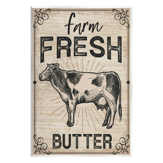 Farm Fresh Butter Vintage Sign Animals & Insects Graphic Art Unframed Art Print Wall Art