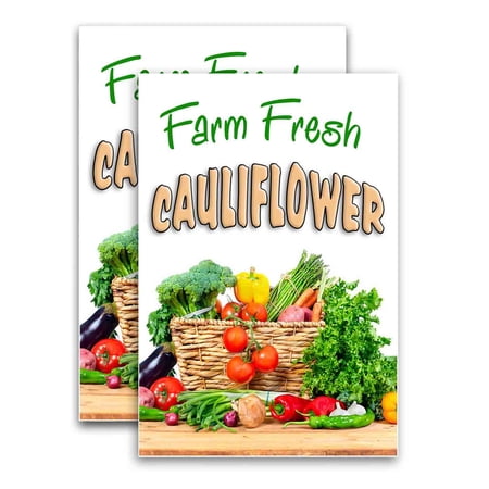 Farm Fresh Cauliflower (24" X 36") Vinyl Decal Only (Pack of 2) |Sign|Sticker|Poster