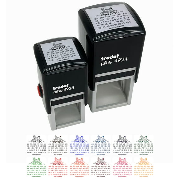 Farm Fresh Chicken Egg Carton Perpetual Calendar Date Gathered Self-Inking Rubber Stamp Ink Stamper - Brown Ink - Small 1 Inch