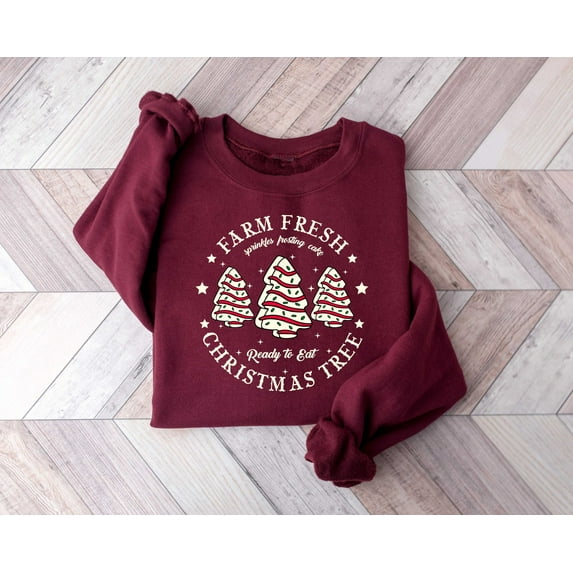 Farm Fresh Christmas Tree Shirt, Christmas Tree Cake Shirt, Christmas Cake Sweatshirt, Christmas Crewneck, Christmas Shirt For Women, Merry Christmas Shirt, Xmas Sweatshirt