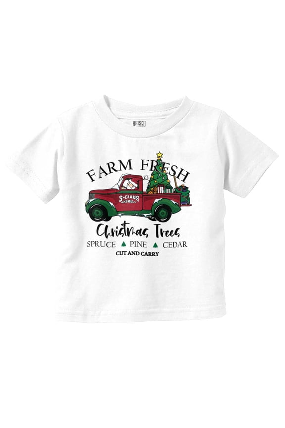 Farm Fresh Christmas Tree Truck Toddler Baby Graphic T Shirt Brisco Brands 3T
