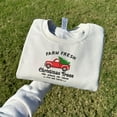 thumbnail image 1 of Farm Fresh Christmas Trees Embroidered Sweatshirt – Vintage Red Truck & Pine Tree Design, Forest Green Holiday Crewneck, Rustic Winter Gift, 1 of 4