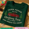 thumbnail image 1 of Farm Fresh Christmas Trees Embroidered Sweatshirt – Vintage Red Truck & Pine Tree Design, Forest Green Holiday Crewneck, Rustic Winter Gift, 1 of 4