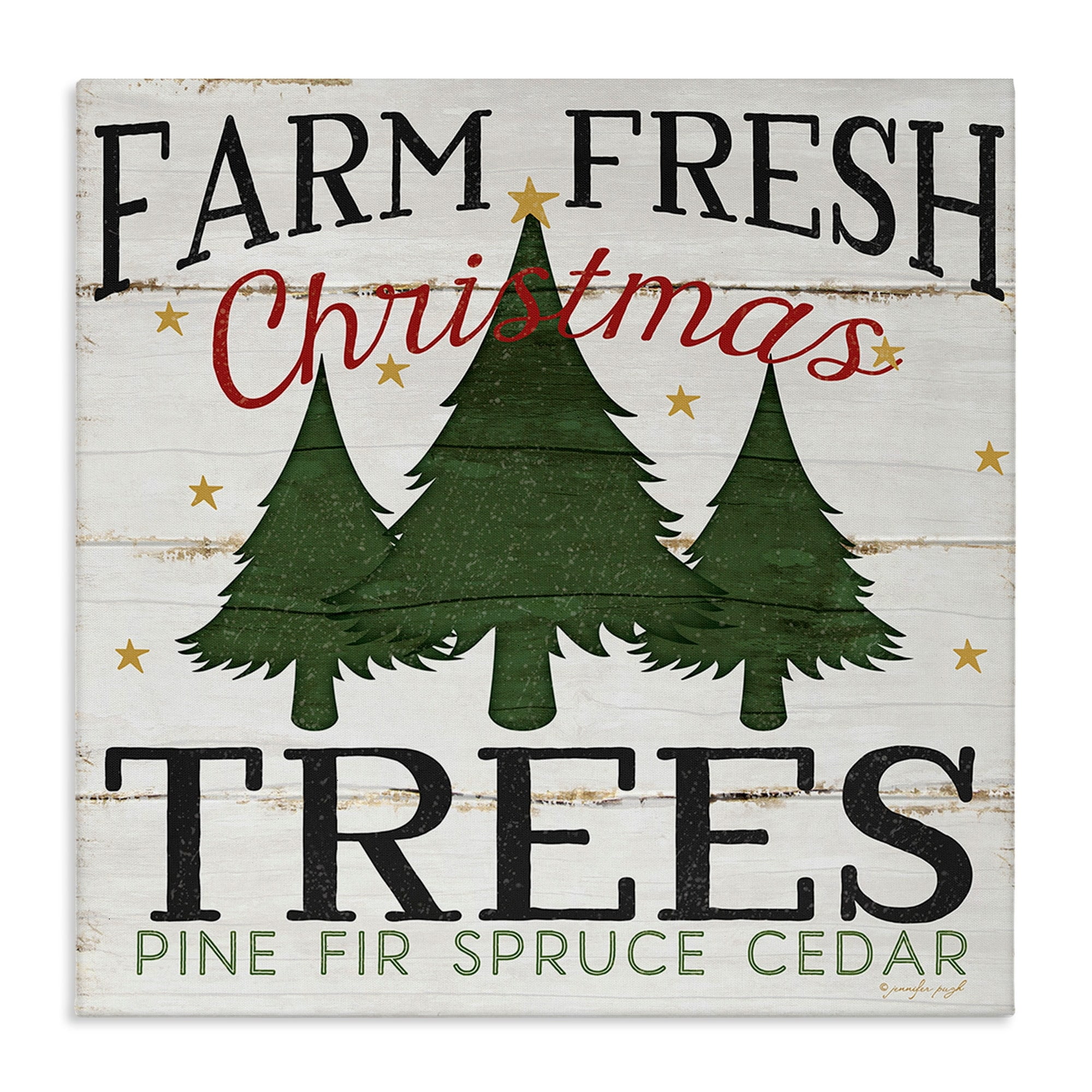 Farm Fresh Christmas Trees Holiday Gallery-Wrapped Canvas Print Wall Art, 17x17