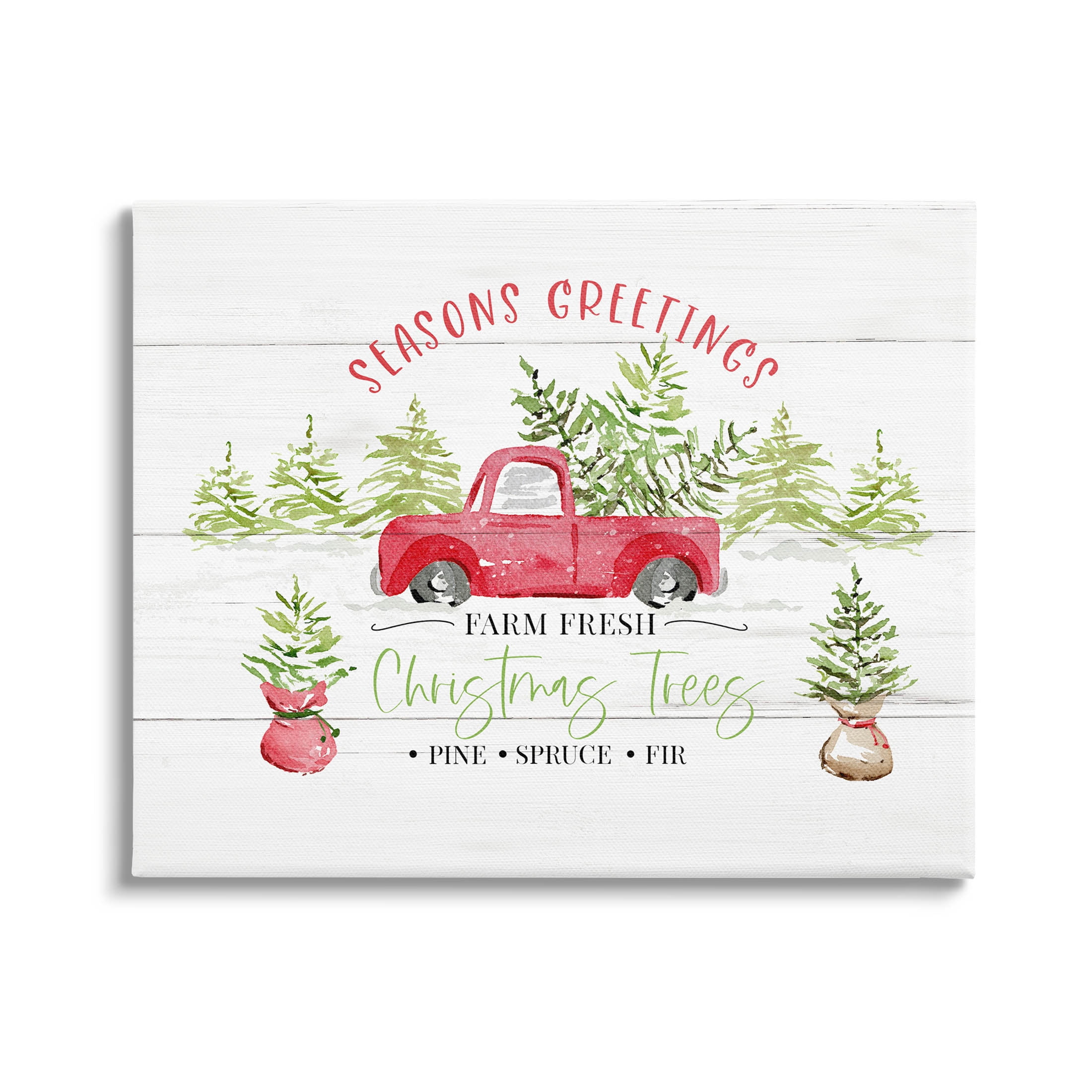 Farm Fresh Christmas Trees Seasonal Holiday Graphic Art Gallery Wrapped Canvas Print Wall Art