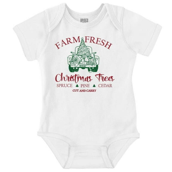Farm Fresh Christmas Trees Truck Baby Romper Boys or Girls Brisco Brands 24M