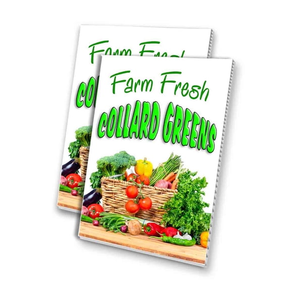 Farm Fresh Collard Greens (24" X 36") 4mm Corrugated Plastic Panel, Graphics Applied To 1 Side (Pk of 2)