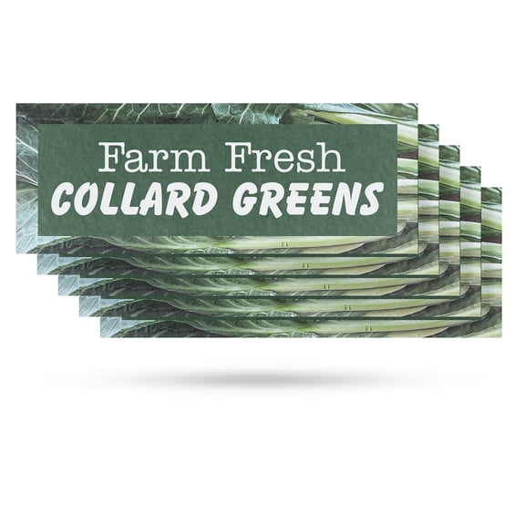 Farm Fresh Collard Greens Vinyl Decal 5 Pack of 24 Inch x 9 Inch Weatherproof Heavy-Duty Adhesive Backing | Fresh Greens, Local Farms, Healthy Choices | Made in USA