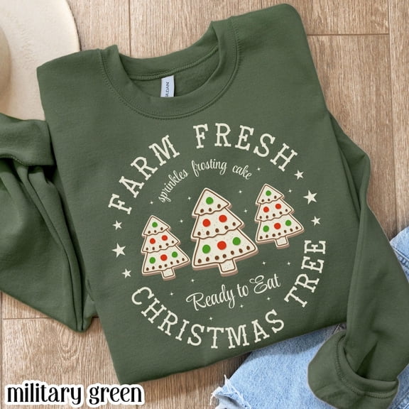 Farm Fresh Cookies Unisex Christmas Sweatshirt, Cute Bakery Crewneck, Merry Festive Holiday Gift
