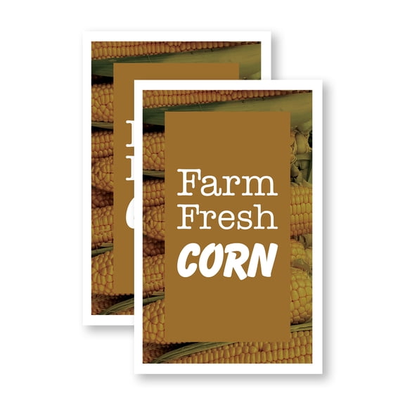 Farm Fresh Corn (2-Pack) 24 Inch x 36 Inch Vinyl Decals | Sign Insert Peel & Stick Decals Stickers Window Signs | Locally Grown, Sweet Harvest, Seasonal Favorites | Made in USA