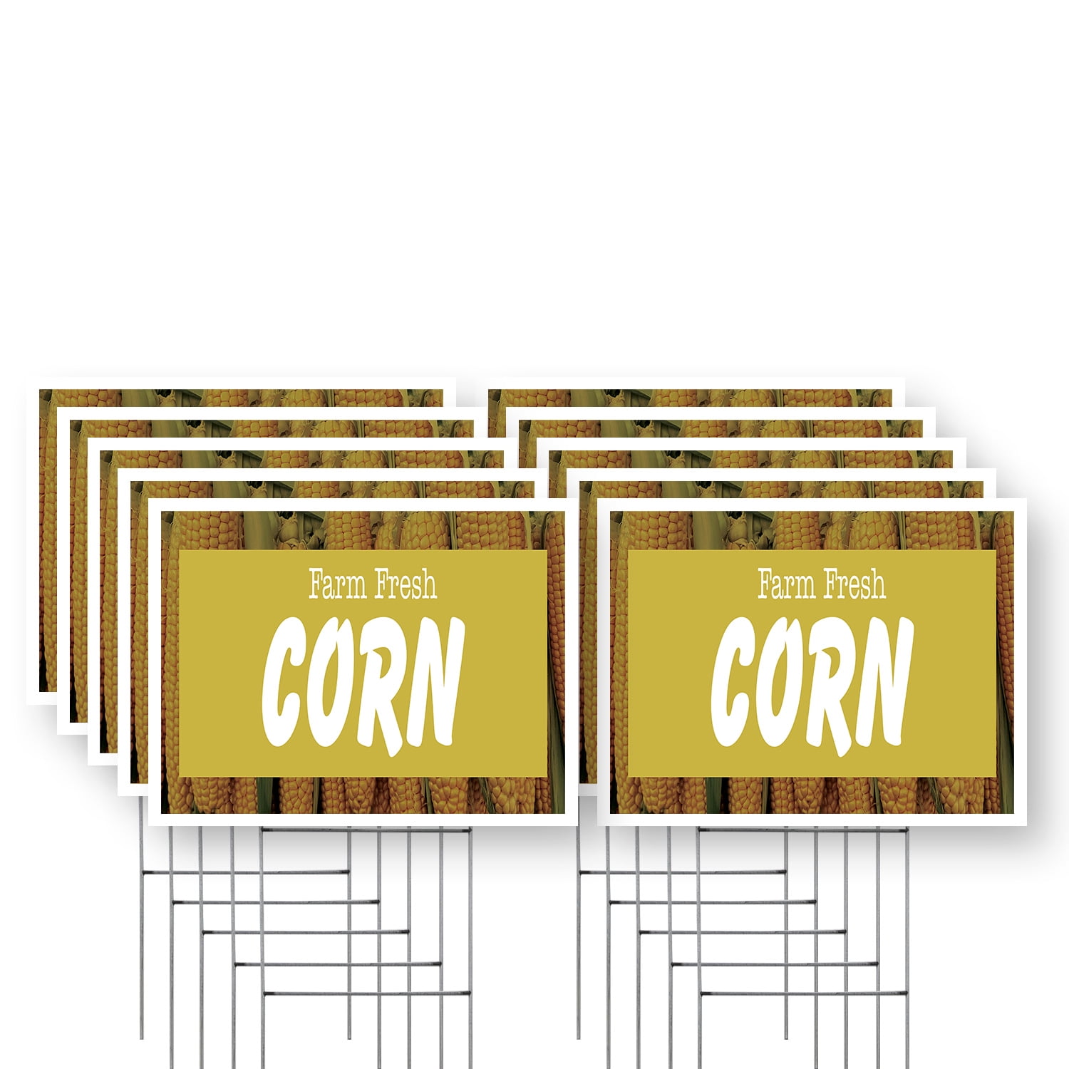 Cornut Sign Farm Fresh Corn Yard Sign 10 Pack of 12 Inch x 16 Inch Double Sided ...