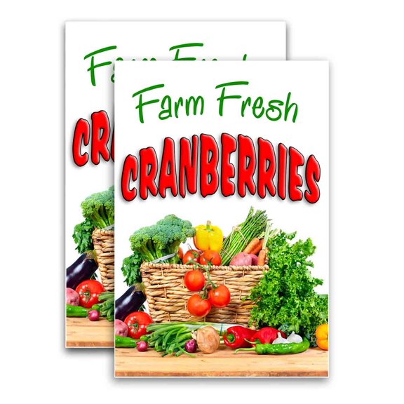 Farm Fresh Cranberries (24" X 36") Vinyl Decal Only (Pack of 2) |Sign|Sticker|Poster