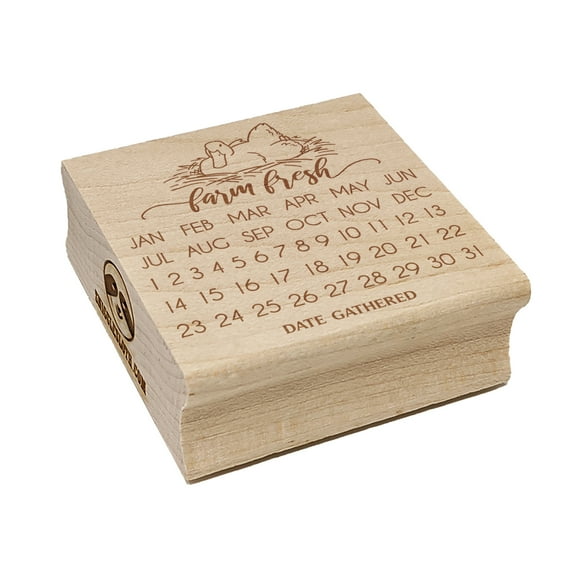 Farm Fresh Duck Egg Carton Perpetual Calendar Date Gathered Square Rubber Stamp Stamping Scrapbooking Crafting - Small 1.25in