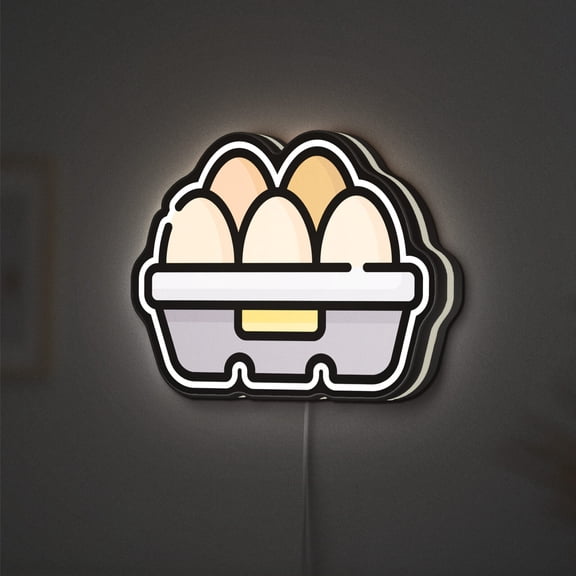 Farm Fresh Eggs 3D Novelty Light Box, Organic Egg Basket and Carton Lamp Decor for Rustic Kitchens and Healthy Food Lovers (Height 24 inch, 60cm)
