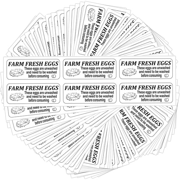 Farm Fresh Eggs Carton Labels Farm Fresh Egg Unwashed Stickers,1 x 2.65 Inch Self Adhesive Egg Handling Labels for Chicken,Egg Packaging (300 Pcs)