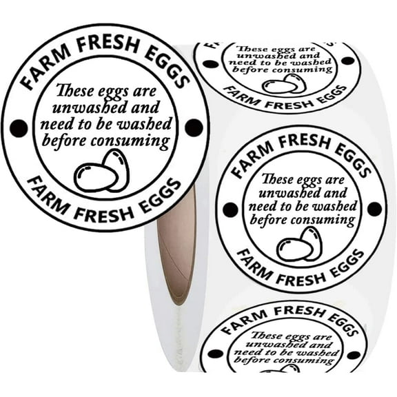 Farm Fresh Eggs Carton Labels White Round Chicken Quail Egg Packaging Stickers 2 inch 500 Pcs 0.2kg