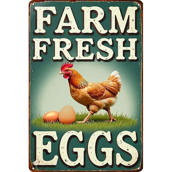 Farm Fresh Eggs Chicken Coop Sign Fresh Eggs For Sale Vintage Aluminum Decor for Bar Cafe Home Office Decoration Gift 8x12 Inches