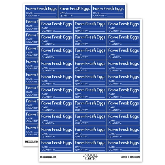 Farm Fresh Eggs Date Quantity Label Carton Sticker Set - Dark Blue - Matte Finish - 1.75" Medium
