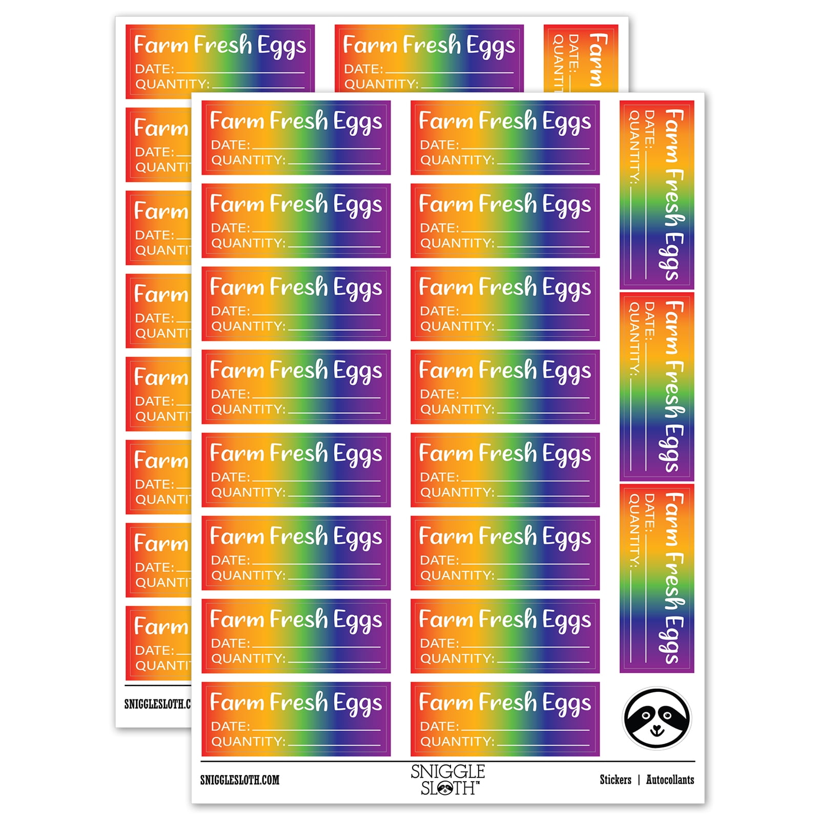 Farm Fresh Eggs Date Quantity Label Carton Sticker Set - Rainbow ...