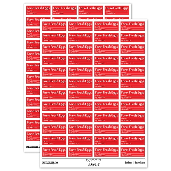 Farm Fresh Eggs Date Quantity Label Carton Sticker Set - Red - Matte Finish - 1.25" Mini