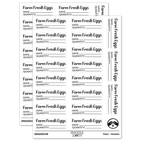 Farm Fresh Eggs Date Quantity Label Carton Sticker Set - White - Matte Finish - 2.00" Large