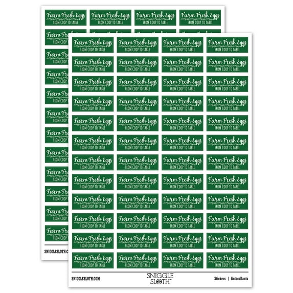 Farm Fresh Eggs From Coop to Table Label Carton Sticker Set - Dark Green - Matte Finish - 1.25" Mini
