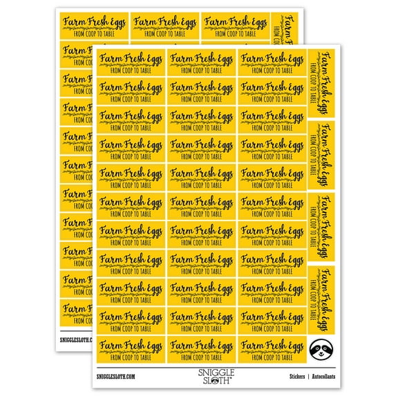 Farm Fresh Eggs From Coop to Table Label Carton Sticker Set - Yellow - Gloss Finish - 1.5" Small