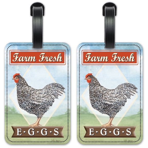 Farm Fresh Eggs - Luggage ID Tags / Suitcase Identification Cards - Set of 2