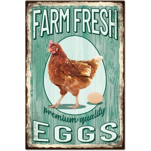 Farm Fresh Eggs Metal Signs Farm Fresh Eggs Signs 8x12inch Funny Chicken Coop Signs Outdoor Wall Decor Art Iron Farmhouse Sign DIY Making