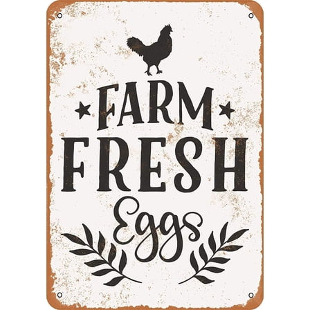 Farm Fresh Eggs Metal Tin Sign 12 X 8 Inches Vintage Wall Decor