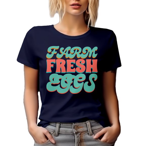 Farm Fresh Eggs Retro Home Gift Idea For Food Lover Navy Blue T-Shirt, 3XL