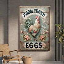 Farm Fresh Eggs Rooster Rustic Farmhouse Kitchen Wall Art Home Decor, 8x12 UNFRAMED