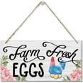 thumbnail image 1 of Farm Fresh Eggs Sign, Vintage Printed Wood Plaque Sign, Hanging Wood Sign Home Decor, Rustic Farmhouse Chicken Coop Decor Wall Art, Country Chicken Coop Decor 10x5 Inch, 1 of 3