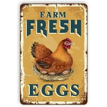 Farm Fresh Eggs Tin Signs, Vintage Country Chicken Hen Rooster Tin Signs Home Kitchen Wall Decor 8x12Inch