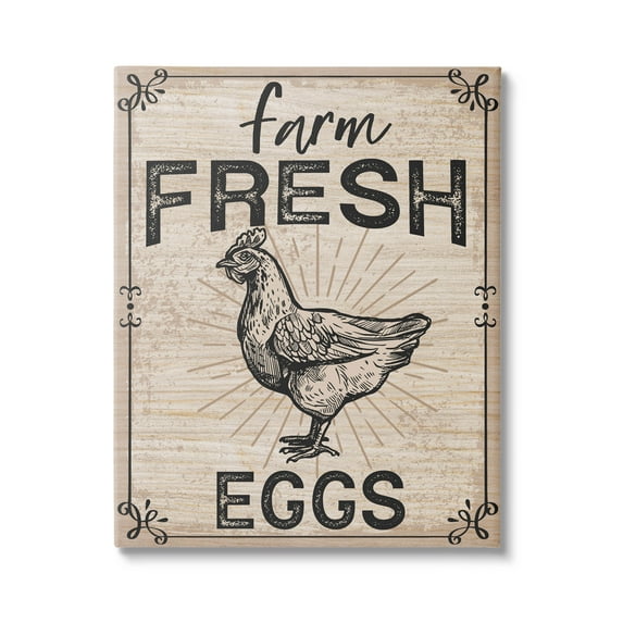 Farm Fresh Eggs Vintage Hen Animals & Insects Graphic Art Gallery Wrapped Canvas Print Wall Art
