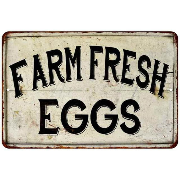 Farm Fresh Eggs Vintage Look Chic Distressed 8 x 12 High Gloss Metal 208120020091