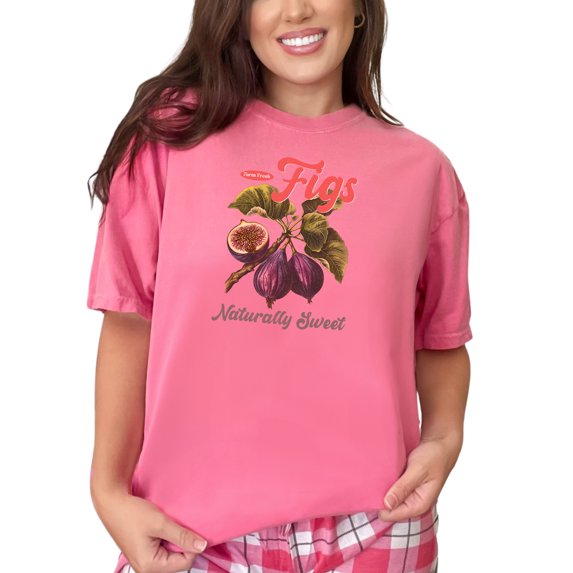 Farm Fresh Figs T-Shirt, Naturally Sweet Graphic Tee, Vintage Fruit Illustration, Unique Graphic Tee, Casual Shirt, Unisex Apparel, Crunchberry Comfort Colors T-Shirt, 2XL
