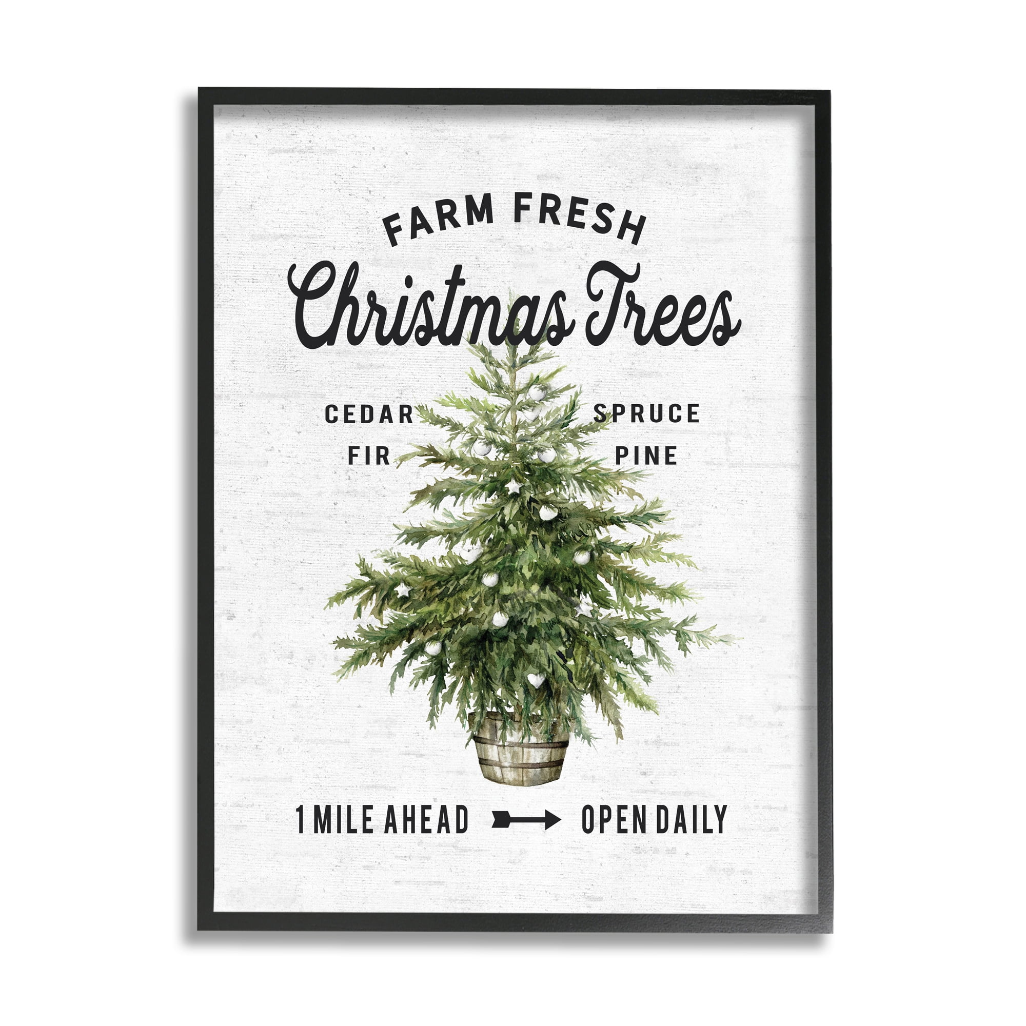 Farm Fresh Fir & Pine Christmas Advertisement Sign Botanical & Floral Graphic Art Framed Art Print Wall Art
