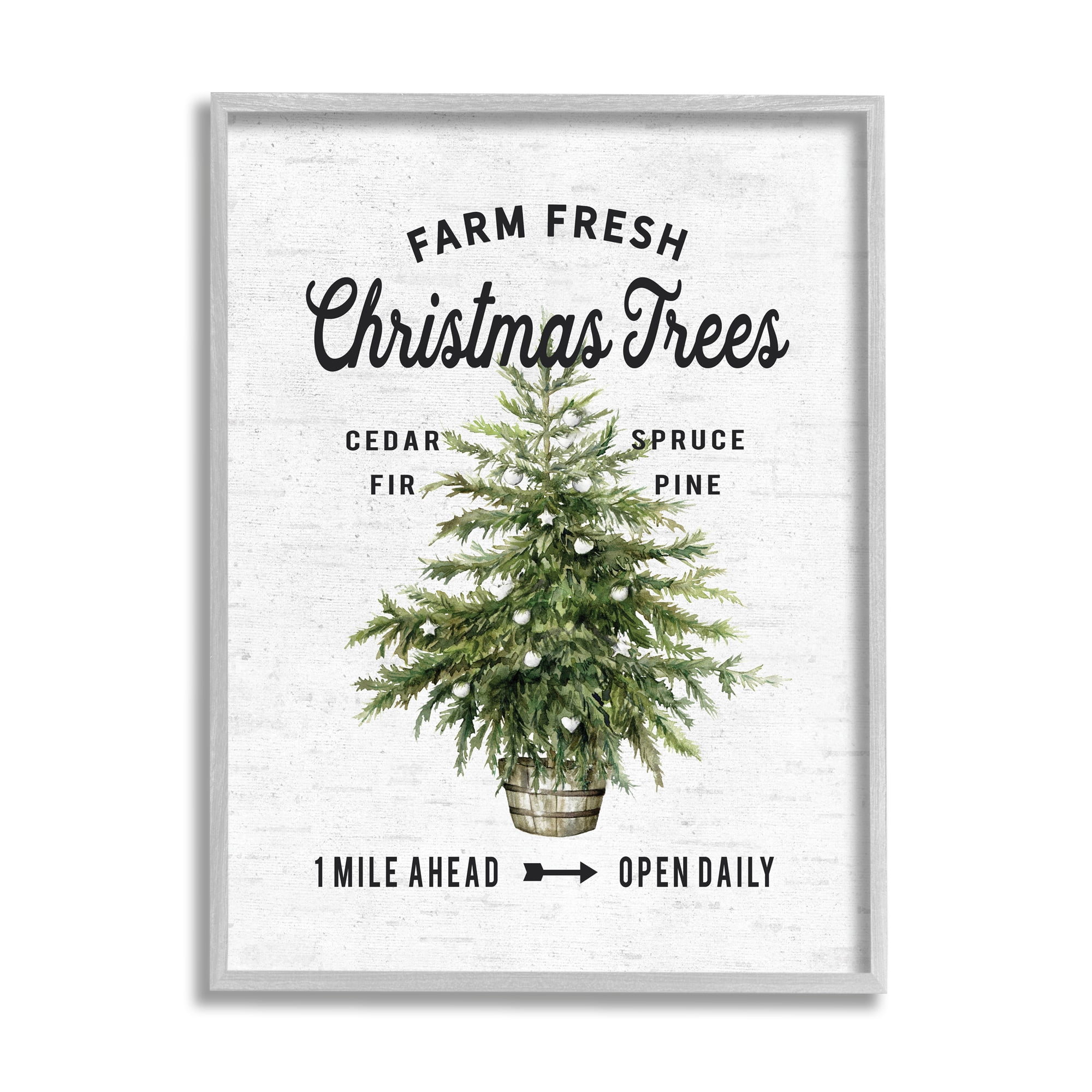 Farm Fresh Fir & Pine Christmas Advertisement Sign Botanical & Floral Graphic Art Framed Art Print Wall Art