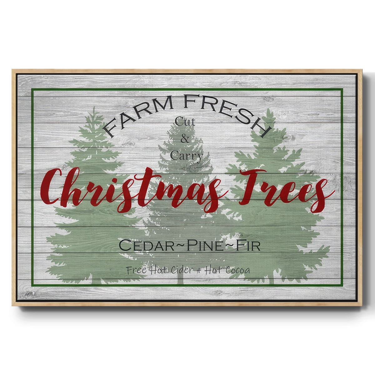 Farm Fresh - Framed Gallery Wrapped Holiday Canvas - 17 x 25 - Natural Wood Frame