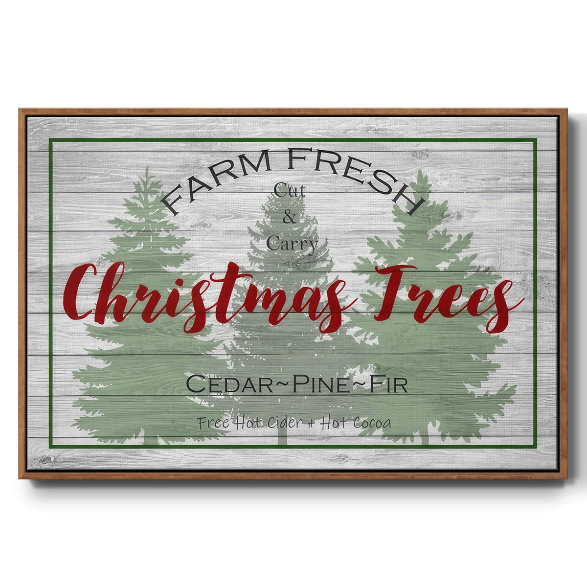 Farm Fresh - Framed Gallery Wrapped Holiday Canvas - 25 x 37 - Rosewood Frame
