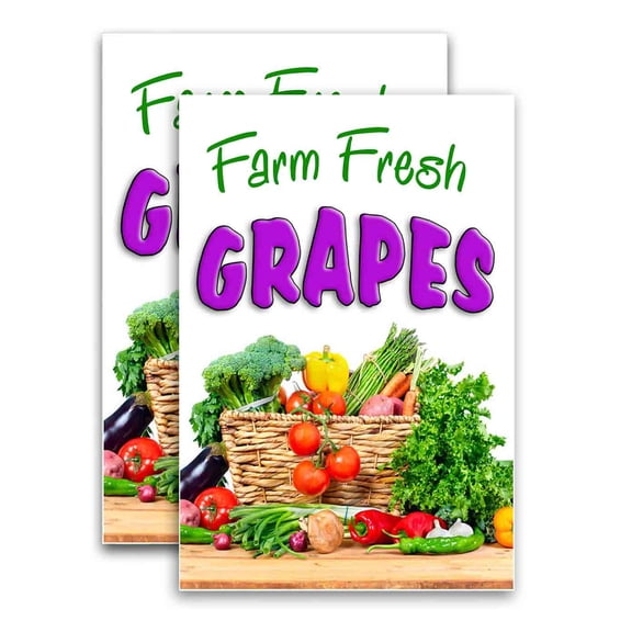 Farm Fresh Grapes (24" X 36") Vinyl Decal Only (Pack of 2) |Sign|Sticker|Poster