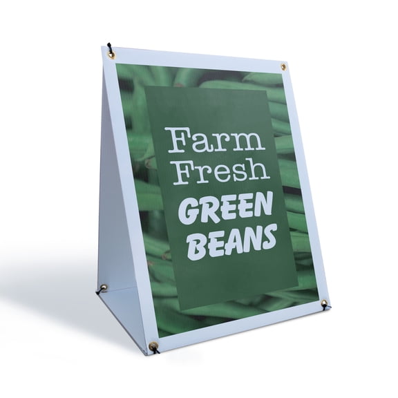 Farm Fresh Green Beans Sidewalk Sign 24 Inch x 36 Inch A-Frame Images On Both Sides | Nutritious Vegetables, Local Farms, Grocery Promotions | Made in USA
