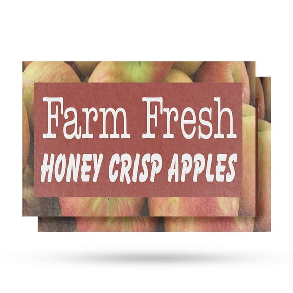 Farm Fresh Honey Crisp Apples Vinyl Decal 2 Pack of 24 Inch x 36 Inch Weatherproof Heavy-Duty Adhesive Backing | Sweet and Juicy, Locally Grown, Orchard Fresh | Made in USA