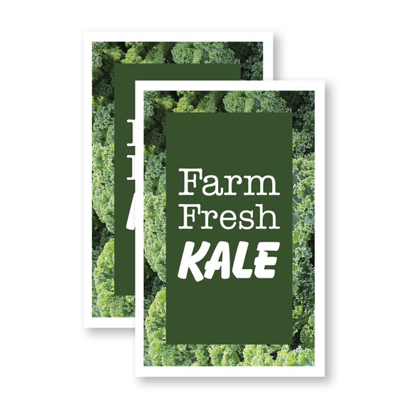 Farm Fresh Kale (2-Pack) 24 Inch x 36 Inch Vinyl Decals | Sign Insert Peel & Stick Decals Stickers Window Signs | Healthy Greens, Locally Grown, Fresh Produce | Made in USA