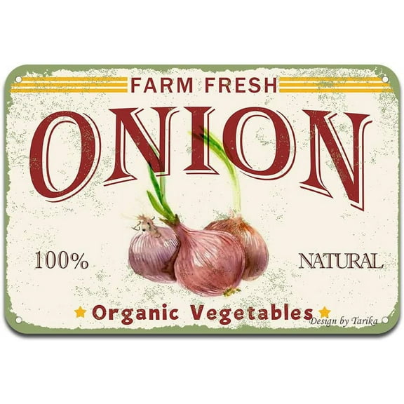 Farm Fresh Onion 100% Nature Organic Vegetables Iron Poster Painting Tin Sign Vintage Wall Decor for Cafe Bar Pub Home Beer Decoration Crafts